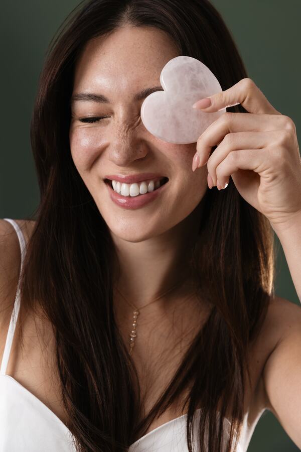 Rose quartz gua sha stone